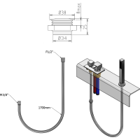 Sapho Sprchová priechodka na okraj vane vrátane hadice F1/2"-M3/8", guľatá, chróm 1205-04
