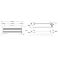 Sapho X-ROUND polička na uteráky s hrazdou 600mm, chróm XR419