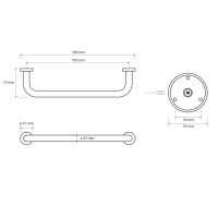 Sapho X-ROUND E madlo pevné 450mm, chróm XR500