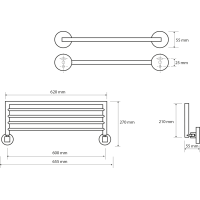 Sapho X-ROUND polička na uteráky výklopná 600mm, chróm XR420