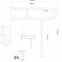 Sapho HANDICAP madlo sklopné s opornou nohou 600mm, biela XH521W