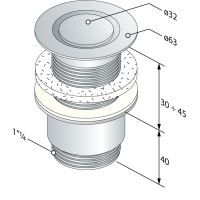 Omp Tea Umývadlová výpusť 5/4“, neuzatvárateľná, design krytka, hr.30-45mm, chróm 147.545.5