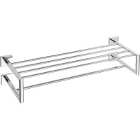 Sapho X-SQUARE polička na uteráky dvojitá s hrazdou 600x160x225mm, chróm XQ412