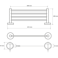 Sapho X-ROUND E polička na uteráky 600mm, chróm XR412