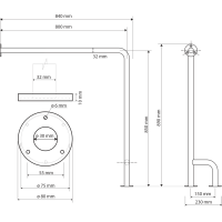 Sapho HANDICAP oporné madlo ĽAVÉ 800x850mm, biela XH526W