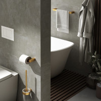 Gedy PIRENEI WC kefa závesná, mliečne sklo, zlato mat PI330388