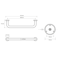Sapho X-ROUND E madlo pevné 300mm, chróm XR501