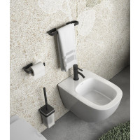Gedy SAMOA WC kefa závesná, mliečne sklo, čierna mat A83314
