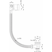 Polysan Vaňová súprava s napúšťaním, bovden, dĺžka 775mm, zátka 72mm, zlato 71685G