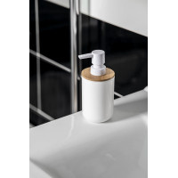Aqualine SNOW dávkovač mydla na postavenie 350ml, biela/bambus 7578