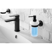 Sapho X-ROUND BLACK dávkovač mydla 230ml, mliečne sklo, čierna mat XR101B