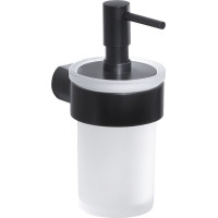 Gedy PIRENEI dávkovač mydla 110 ml, mliečne sklo, čierna mat PI8114