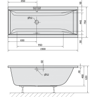 Polysan CLEO obdĺžniková vaňa 150x75x48cm, čierna mat 27611.21