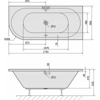 Polysan VIVA R asymetrická vaňa 175x80x47cm, čierna mat 78119.21