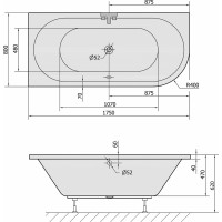 Polysan VIVA L asymetrická vaňa 175x80x47cm, čierna mat 70119.21