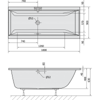 Polysan CLEO obdĺžniková vaňa 180x90x48cm, čierna mat 13111.21