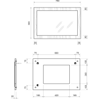 Sapho TREOS zrkadlo v ráme 750x500mm, biela mat TS750-3131