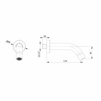 Sapho Nástenná výtoková hubica, guľatá, 174mm, zlato mat BO519