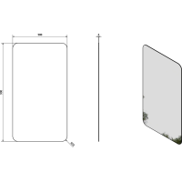 Sapho ISHAPE zrkadlo 500x900mm, zaguľatené rohy, bez úchytu AG495