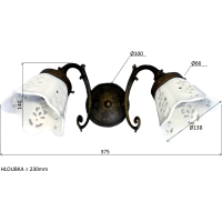 Sapho BRINDISI svietidlo 2xE14, 40W, 230V, keramické tienidlo, bronz MC052