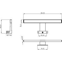 Aqualine SERAPA LED svietidlo 5W, 230V, 300x40x100mm, plast, chróm SA147