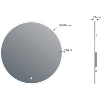 Sapho VISO okrúhle zrkadlo s LED osvetlením ø 80cm, senzor, 2700-6500K VS080S