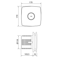 Cata X-MART 12T kúpeľňový ventilátor axiálny s časovačom, 20W, potrubie 120mm, nerez mat 01051000