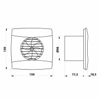 Cata UC-10 kúpeľňový ventilátor axiálny, 8W, potrubie 100mm, čierna 01256000