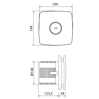 Cata X-MART 15 kúpeľňový ventilátor axiálny, 25W, potrubie 150mm, nerez mat 01060000