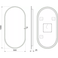 Sapho MINOX oválne zrkadlo s LED osvetlením 50x100cm MX250