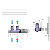 Sapho TWIN pripojovacia sada ventilov termostatická pre stredové pripojenie, pravá, chróm CP3010S