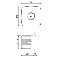 Cata X-MART 12 kúpeľňový ventilátor axiálny, 20W, potrubie 120mm, nerez mat 01050000