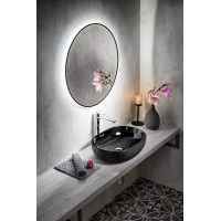Sapho SHARON okrúhle zrkadlo s LED podsvietením ø 80cm, čierna mat 31255CI