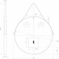 Sapho ORBITER okrúhle zrkadlo s LED osvetlením ø 70cm, kožený opasok, čierna mat ORL070