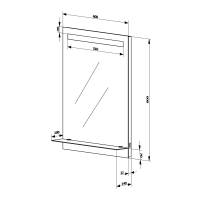 Aqualine Zrkadlo s LED osvetlením a policou 60x80cm, kolískový vypínač ATH53