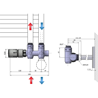 Sapho TWIN COMBI pripojovacia sada ventilov termostatická pre stredové pripojenie, ľavá, chróm CP5012S