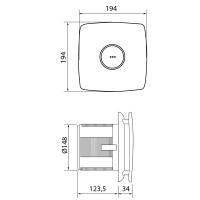 Cata X-MART 15T kúpeľňový ventilátor axiálny s časovačom, 25W, potrubie 150mm, nerez mat 01061000
