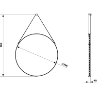 Sapho ORBITER okrúhle zrkadlo s koženým pásikom ø 70cm, čierna mat ORT070