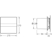 Cata E-120 GTH kúpeľňový ventilátor axiálny s automatom, 6W/11W, potrubie 120mm, biela 00901200