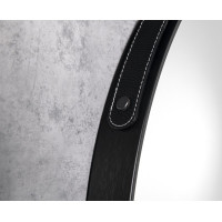 Aqualine STAGO okrúhle zrkadlo ø 60cm, kožený opasok, čierna mat SG065