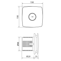 Cata X-MART 10H kúpeľňový ventilátor axiálny s automatom, 15W, potrubie 100mm, nerez mat 01044000