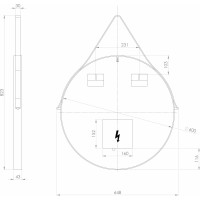 Sapho ORBITER okrúhle zrkadlo s LED osvetlením ø 60cm, kožený opasok, čierna mat ORL060