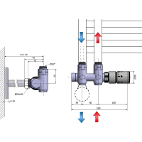 Sapho TWIN COMBI pripojovacia sada ventilov termostatická pre stredové pripojenie, pravá, nerez mat CP5510S