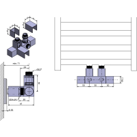 Sapho CUBE TWIN pripojovacia sada ventilov pre stredové pripojenie, nerez mat CP582S