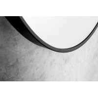 Aqualine STAGO okrúhle zrkadlo ø 60cm, kožený opasok, čierna mat SG065