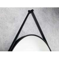 Aqualine STAGO okrúhle zrkadlo ø 60cm, kožený opasok, čierna mat SG065