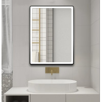 Aqualine SWIDA zrkadlo s LED osvetlením 60x80cm, dotykový senzor, stmievateľné, čierna mat SW060