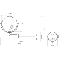 Sapho X-ROUND BLACK závesné kozmetické zrkadlo Ø 180mm, čierna XR006B