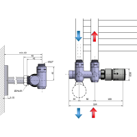 Sapho TWIN COMBI pripojovacia sada ventilov termostatická pre stredové pripojenie, pravá, chróm CP5010S