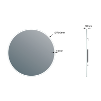Sapho VISO okrúhle zrkadlo s LED osvetlením ø 70cm VS070